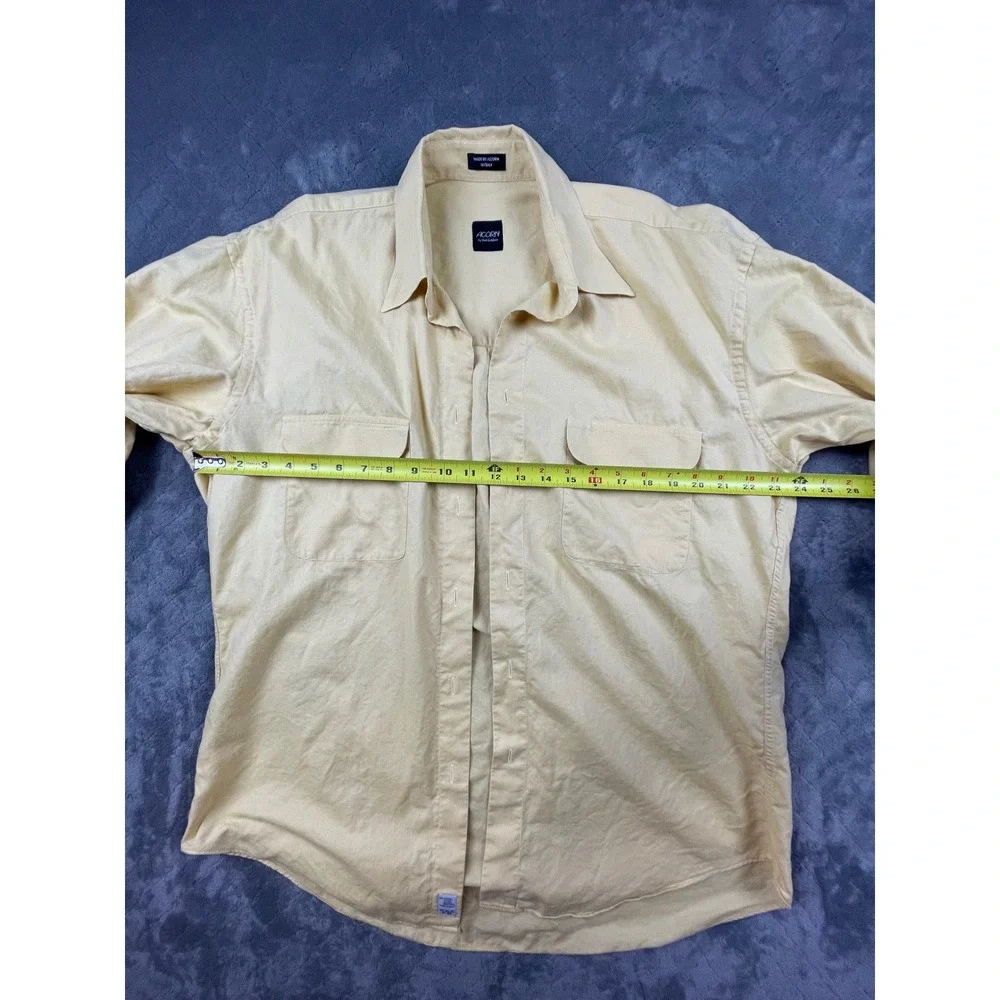Acorn by Bob Goldfeder Mens Yellow Cotton‎ Button Down Shirt Made in Italy ML